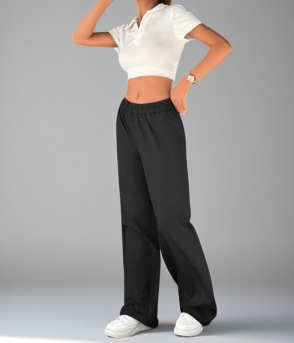 Tremix High-Waist Wide Leg Black Pants | Elastic Waist Trousers