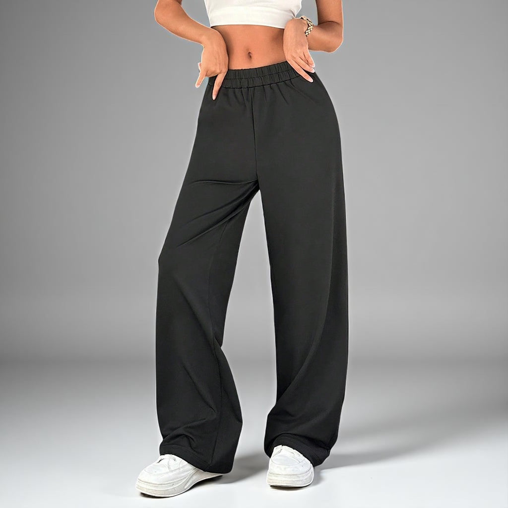 Tremix High-Waist Wide Leg Black Pants | Elastic Waist Trousers