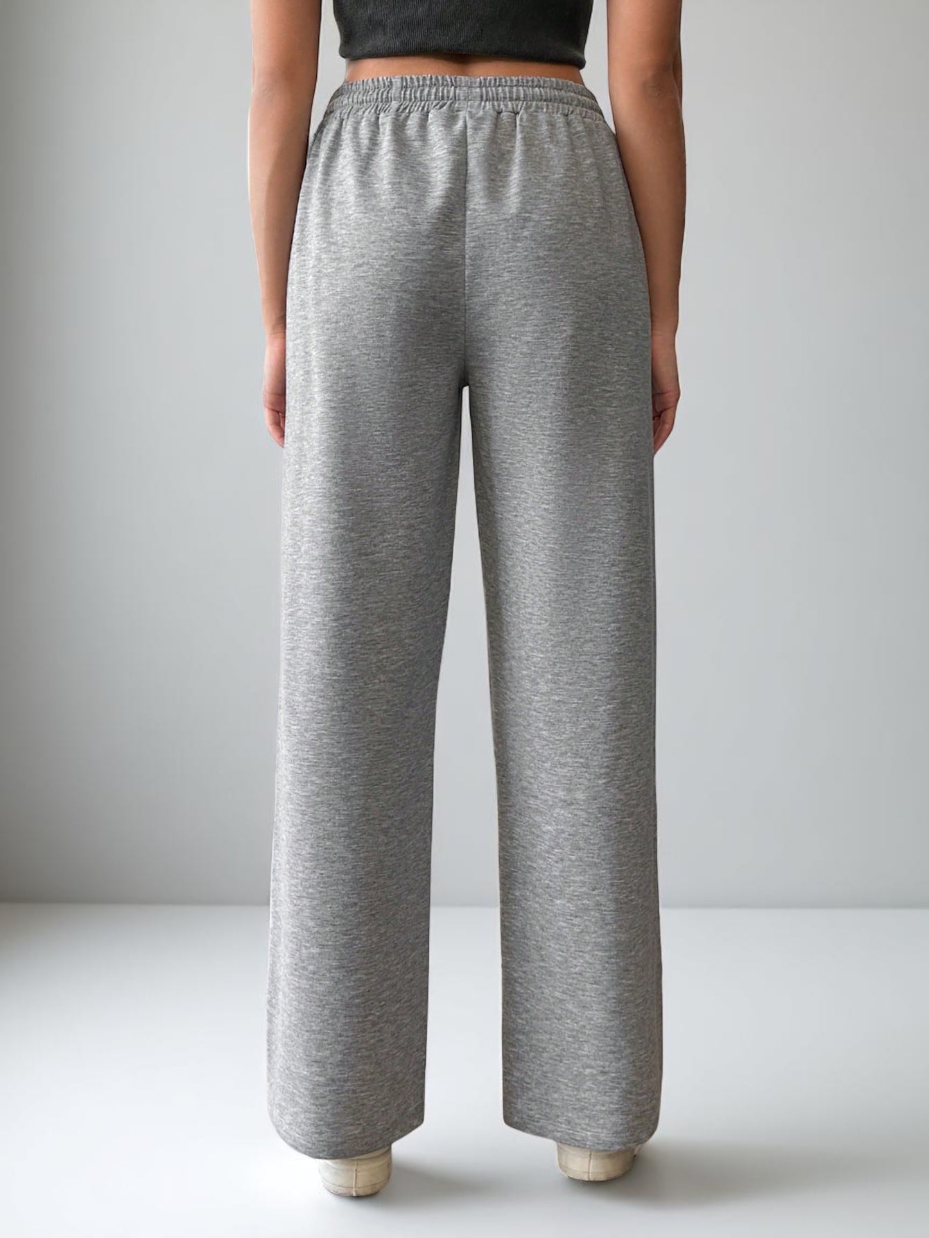Premium High-Rise Wide-Leg Sweatpants - Heather Grey