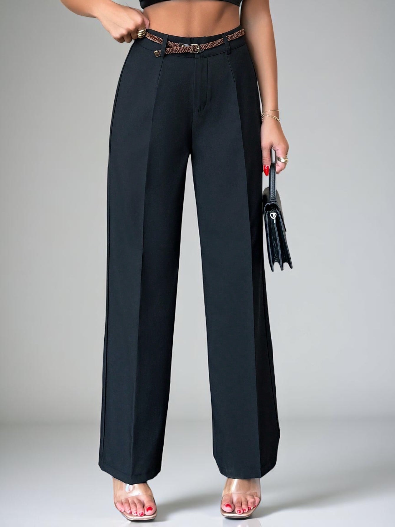Tremix Tailored High-Rise Wide-Leg Trousers - Black