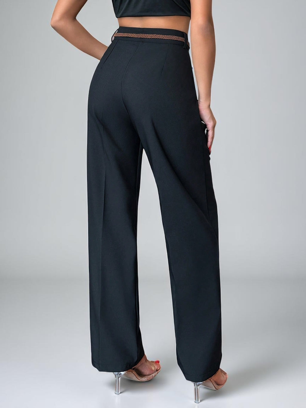 Tremix Tailored High-Rise Wide-Leg Trousers - Black