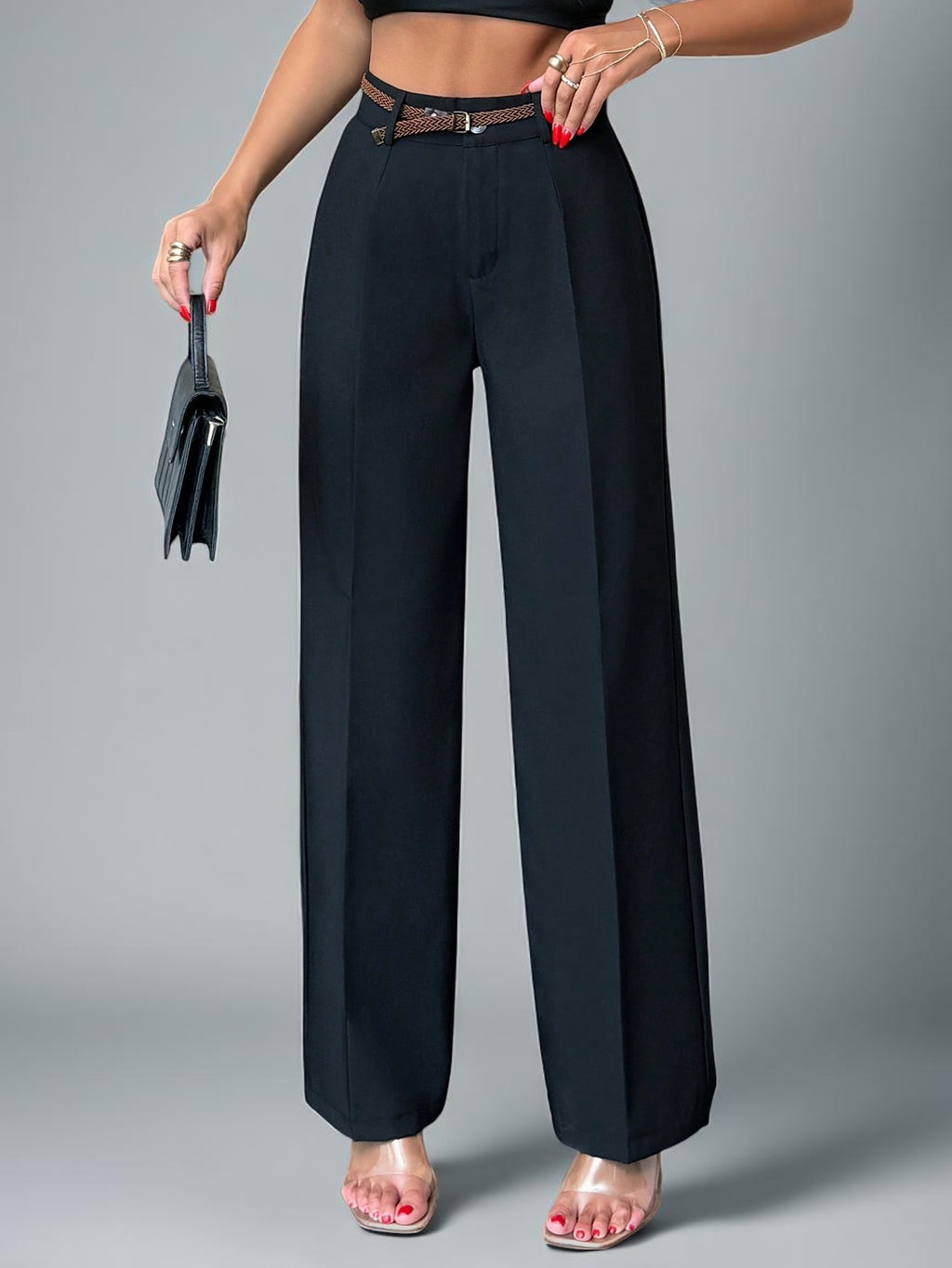 Tremix Tailored High-Rise Wide-Leg Trousers - Black