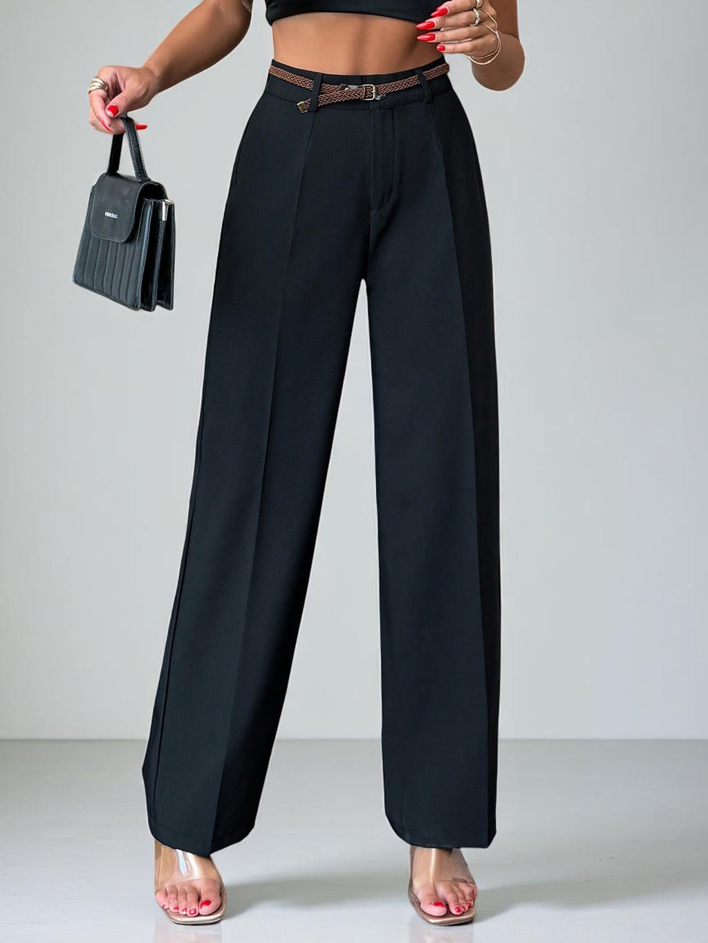 Tremix Tailored High-Rise Wide-Leg Trousers - Black