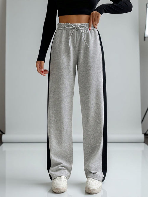 Tremix Signature Side Stripe Wide-Leg Sweatpants - Grey/Black