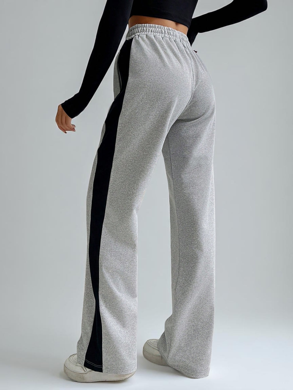 Tremix Signature Side Stripe Wide-Leg Sweatpants - Grey/Black