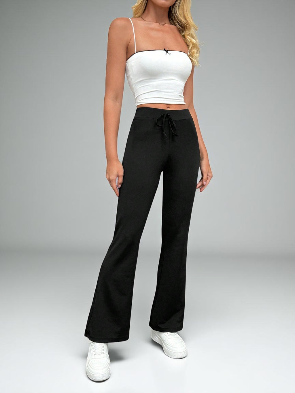 Tremix High-Waist Black Flare Pants | Drawstring Leggings for Women