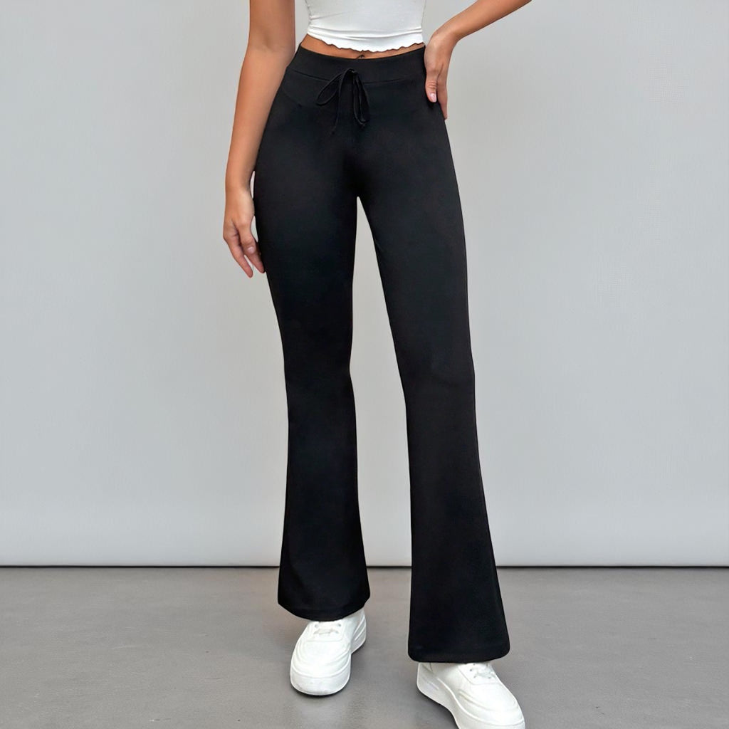 Tremix High-Waist Black Flare Pants | Drawstring Leggings for Women
